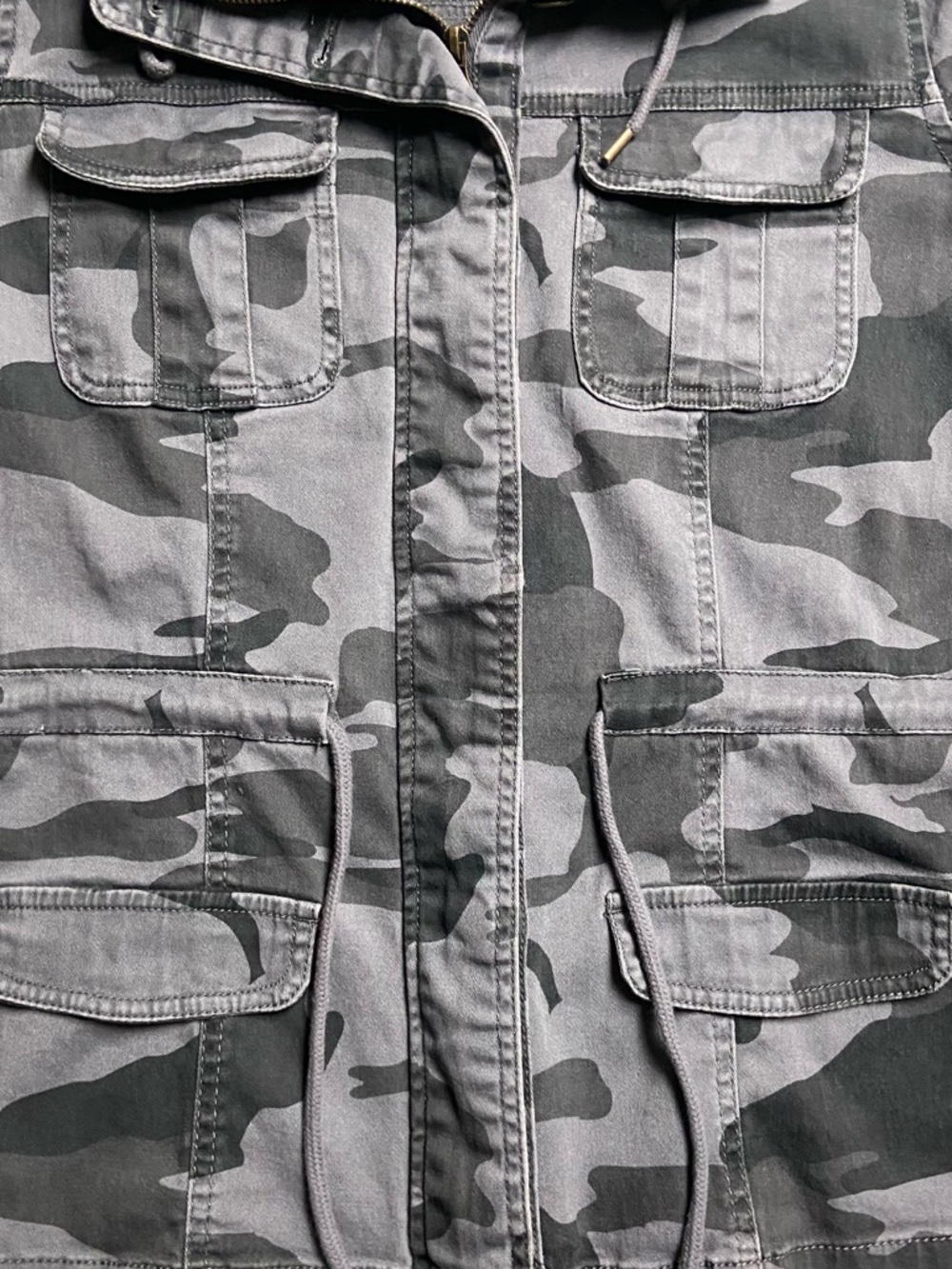 American Rag Grey Camo Utility Jacket Womens Size M - Picture 9 of 16